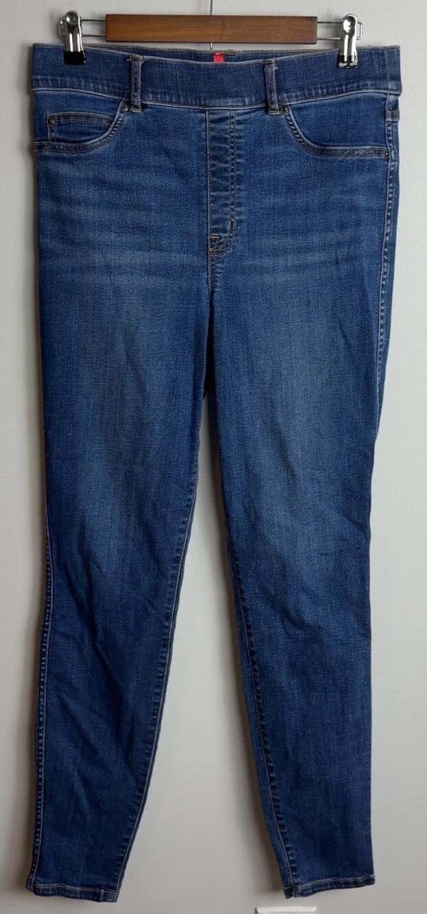 SPANX Pull-On Skinny Jeans Medium Wash Blue Tall Size Large 16-18 Women’s